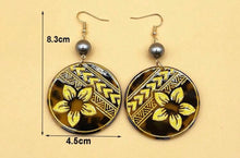 Load image into Gallery viewer, Round Tribal Plumeria Earrings
