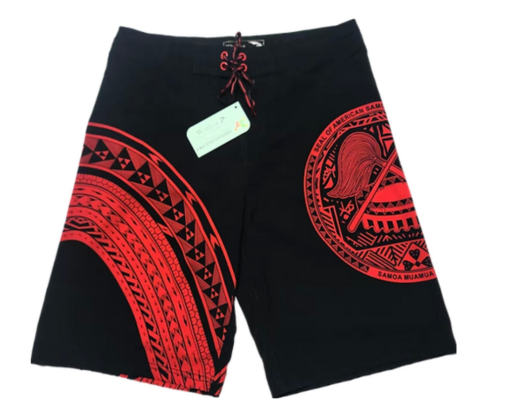 Mens Red Samoa Board Shorts