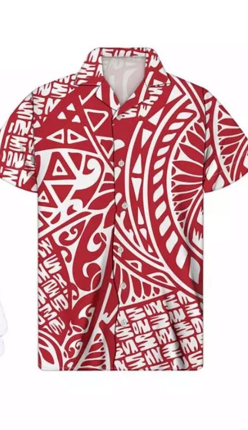 Red Poly Aloha Shirt