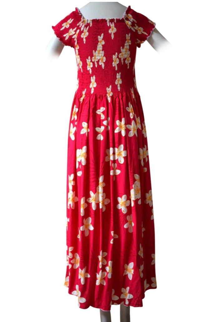 Pink Plumeria Cap Sleeve Elastic Dress (One Size)