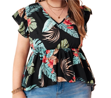 Load image into Gallery viewer, Floral High Low Peplum Blouse
