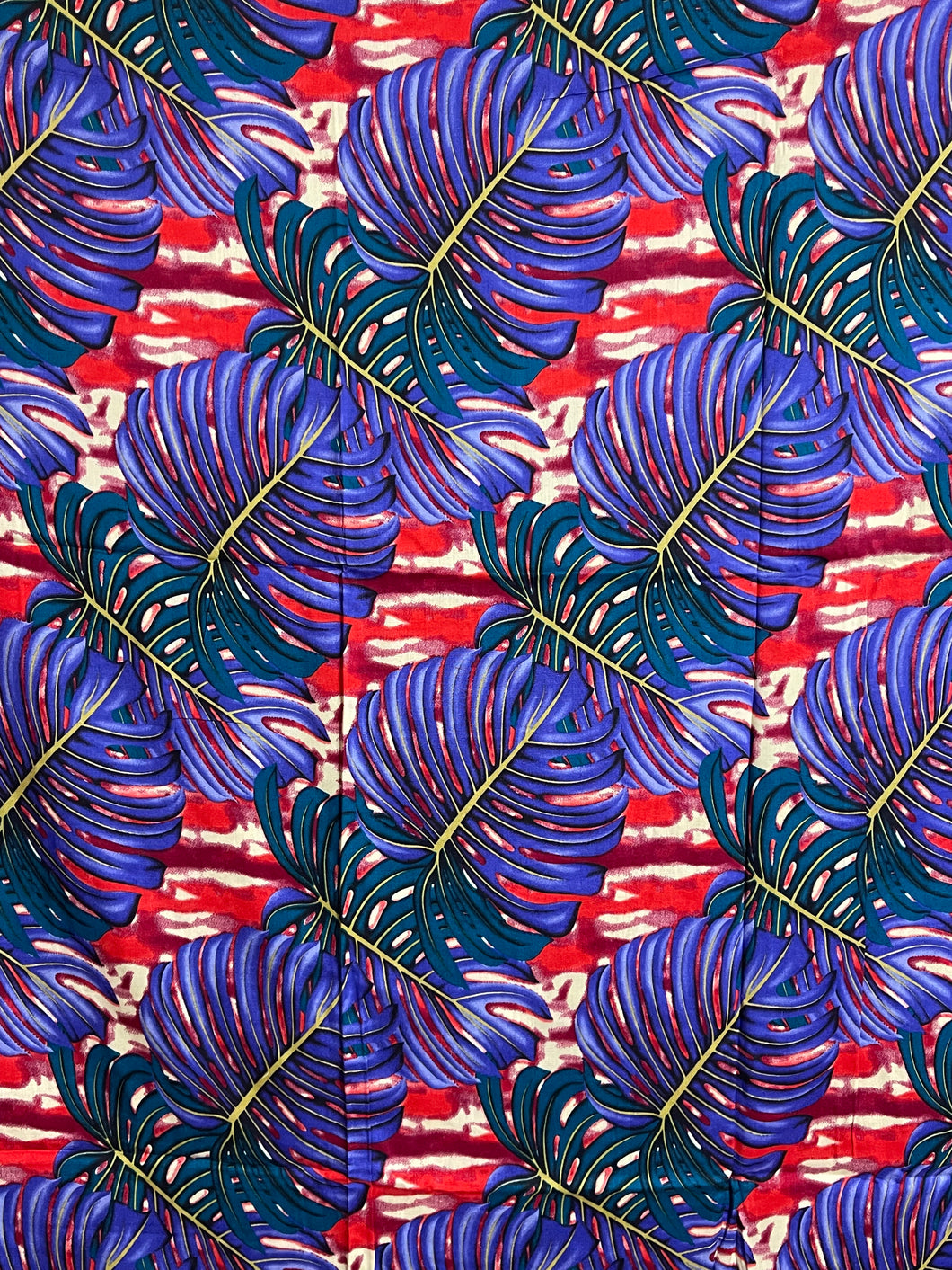 Tropical Monstera Lavalava with Fringes (2yds)